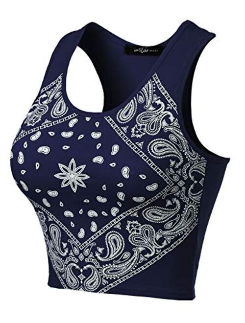 MixMatchy Women's Cotton Basic Sleeveless Racerback Sports Crop Tank Top