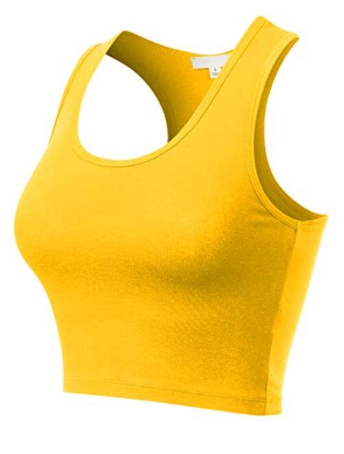 MixMatchy Women's Cotton Basic Sleeveless Racerback Sports Crop Tank Top