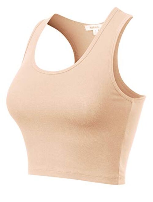 MixMatchy Women's Cotton Basic Sleeveless Racerback Sports Crop Tank Top