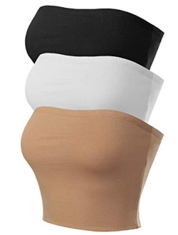 MixMatchy Women's Causal Strapless Double Layered Basic Sexy Tube Top