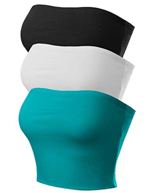 MixMatchy Women's Causal Strapless Double Layered Basic Sexy Tube Top