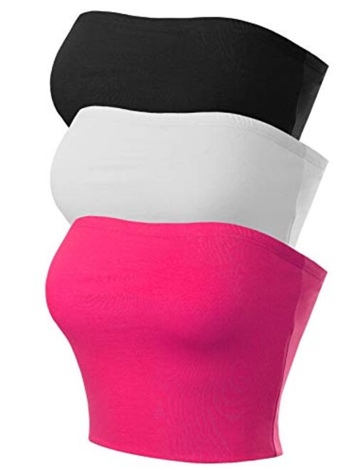 MixMatchy Women's Causal Strapless Double Layered Basic Sexy Tube Top