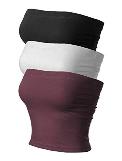 MixMatchy Women's Causal Strapless Double Layered Basic Sexy Tube Top