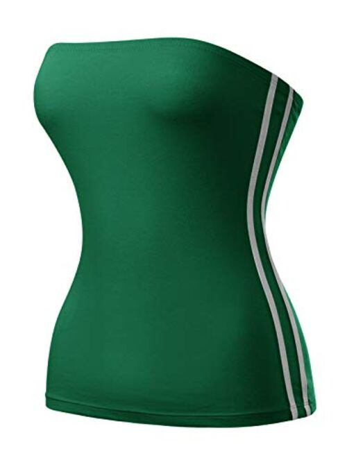 MixMatchy Women's Basic Solid Stretchy Cotton Long Bandeau Tube Top