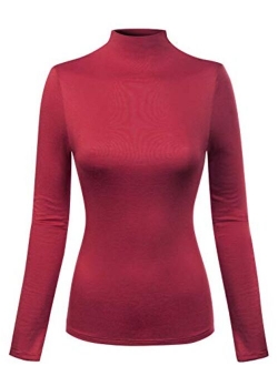 MixMatchy Women's Solid Tight Fit Lightweight Long Sleeves Mock Neck Top