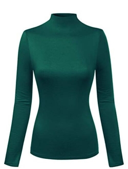 MixMatchy Women's Solid Tight Fit Lightweight Long Sleeves Mock Neck Top