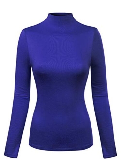 MixMatchy Women's Solid Tight Fit Lightweight Long Sleeves Mock Neck Top