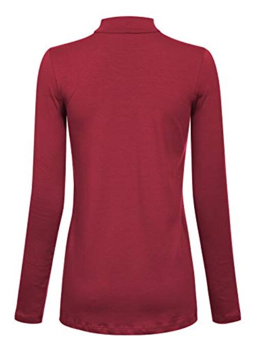 MixMatchy Women's Solid Tight Fit Lightweight Long Sleeves Mock Neck Top