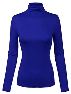 MixMatchy Women's Solid Tight Fit Lightweight Solid/Stripe Long Sleeves Turtle Neck Top