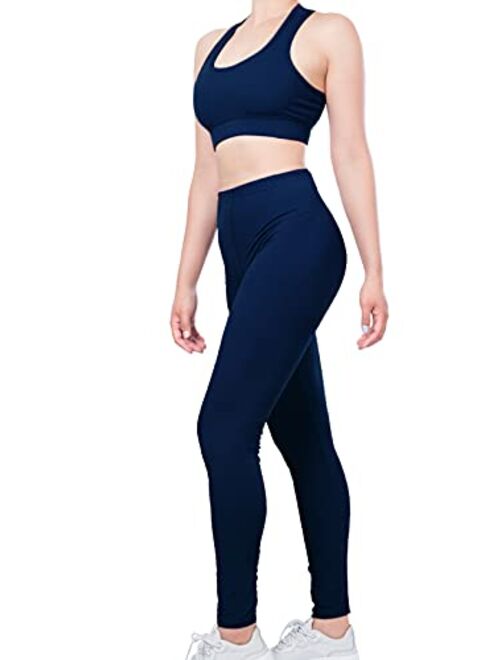 MixMatchy Women's Two Piece Gym Yoga Racerback Sports Bra with Slim Fit Legging Active Set