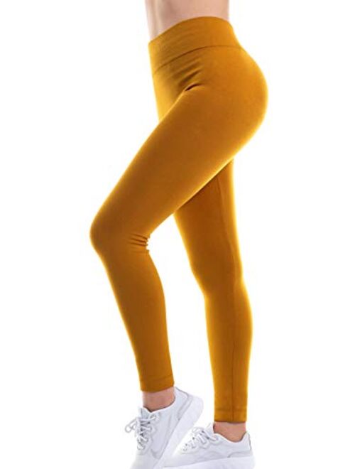 MixMatchy Women's Soft Fleece Lined High Waist Solid Leggings