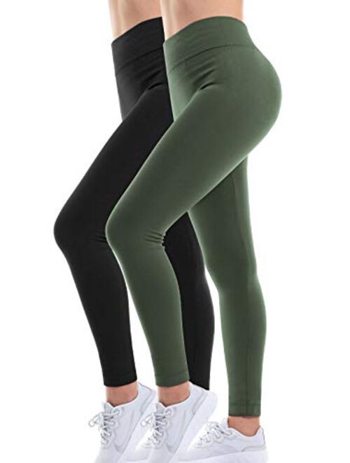 MixMatchy Women's Soft Fleece Lined High Waist Solid Leggings