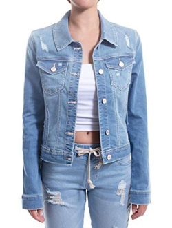 MixMatchy Women's Classic/Destroyed Casual Long Sleeve Vintage Denim Jean Jacket