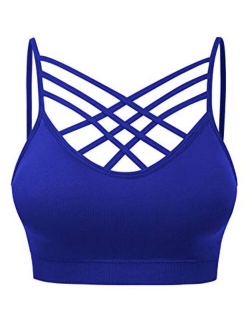 MixMatchy Women's Soft Seamless Triple Criss-Cross Front Adjustable Strap Bralette Sport Bra