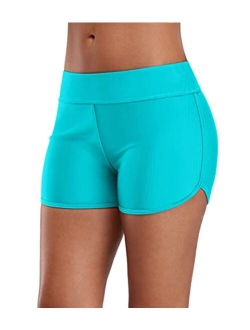 ALove Womens Solid Swim Shorts Stretch Board Shorts Swimsuit Bottoms