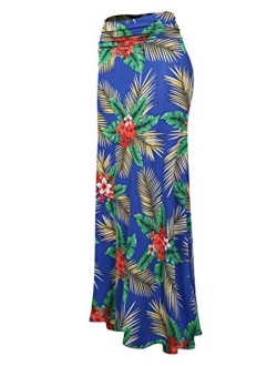 MixMatchy Women's Basic Foldable High Waist Regular and Plus Size Maxi Skirts