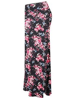 MixMatchy Women's Basic Foldable High Waist Regular and Plus Size Maxi Skirts