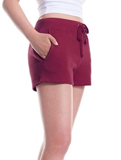 MixMatchy Women's Solid Ultra Soft Waist Band with Adjustable String Fleece Shorts