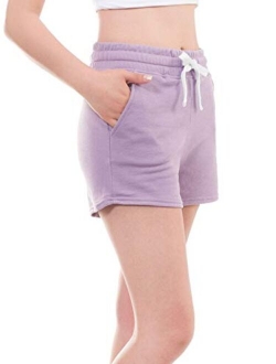 MixMatchy Women's Solid Ultra Soft Waist Band with Adjustable String Fleece Shorts