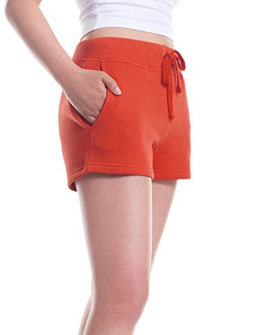 MixMatchy Women's Solid Ultra Soft Waist Band with Adjustable String Fleece Shorts