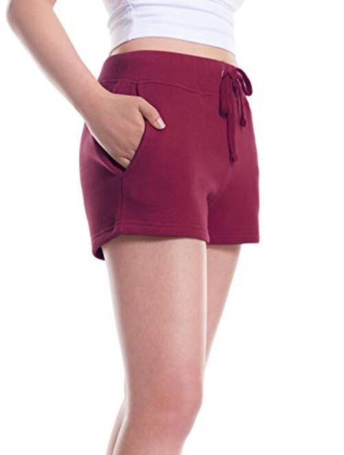 MixMatchy Women's Solid Ultra Soft Waist Band with Adjustable String Fleece Shorts