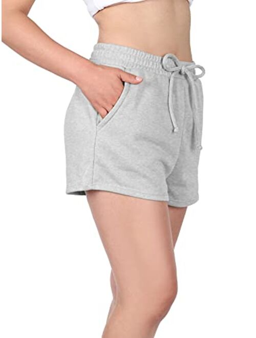 MixMatchy Women's Solid Ultra Soft Waist Band with Adjustable String Fleece Shorts