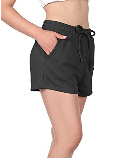 MixMatchy Women's Solid Ultra Soft Waist Band with Adjustable String Fleece Shorts