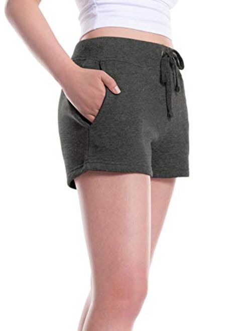 MixMatchy Women's Solid Ultra Soft Waist Band with Adjustable String Fleece Shorts