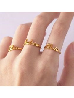 KristenCo Custom Name Ring Personalized Stainless Steel Rings For Women Girls Rose Gold Silver Color Gift Jewelry free shiping