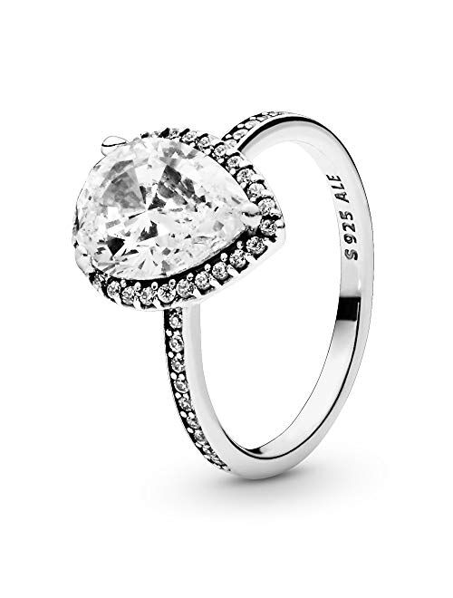 Pandora Jewelry Sparkling Teardrop Halo Cubic Zirconia Ring in Sterling Silver