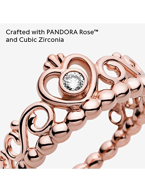 Pandora Jewelry Princess Tiara Crown Cubic Zirconia Ring in Pandora Rose