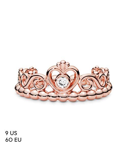 Pandora Jewelry Princess Tiara Crown Cubic Zirconia Ring in Pandora Rose