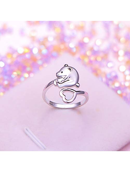 YinShan S925 Sterling Silver Adjustable Animal Rings Jewelry Gift for Women