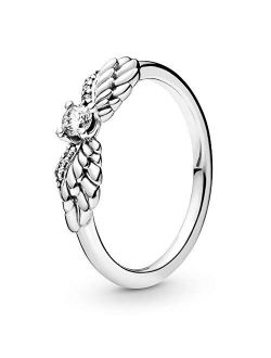 Jewelry Sparkling Angel Wing Cubic Zirconia Ring in Sterling Silver