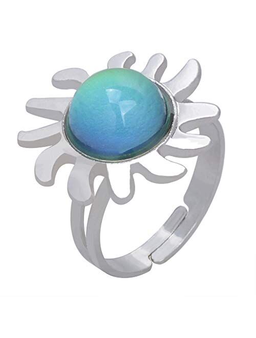 Acchen Mood Rings Mermaid Color Changing Emotional Feeling Adjustable Size Finger Ring