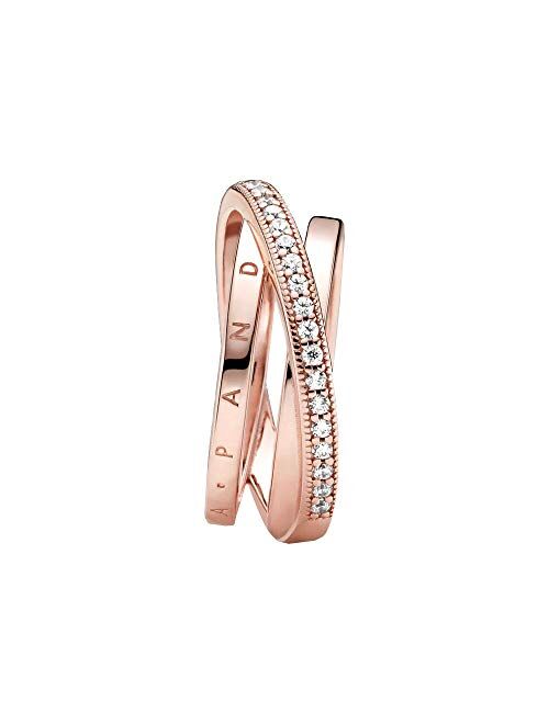 PANDORA Crossover Pave Triple Band PANDORA Rose Ring