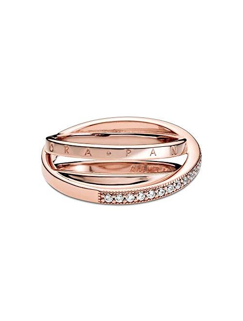 PANDORA Crossover Pave Triple Band PANDORA Rose Ring