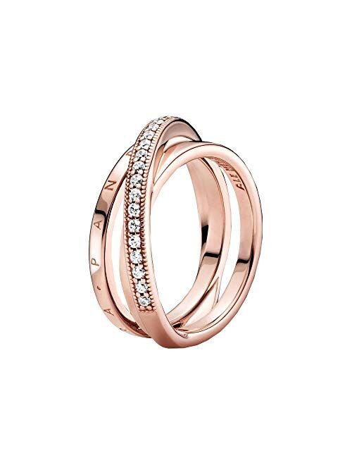 PANDORA Crossover Pave Triple Band PANDORA Rose Ring