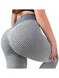 Fapreit Women's Anti Cellulite Butt Lift Ruched Workout Leggings Scrunch Booty Textured High Waist Yoga Pants Gym Tights