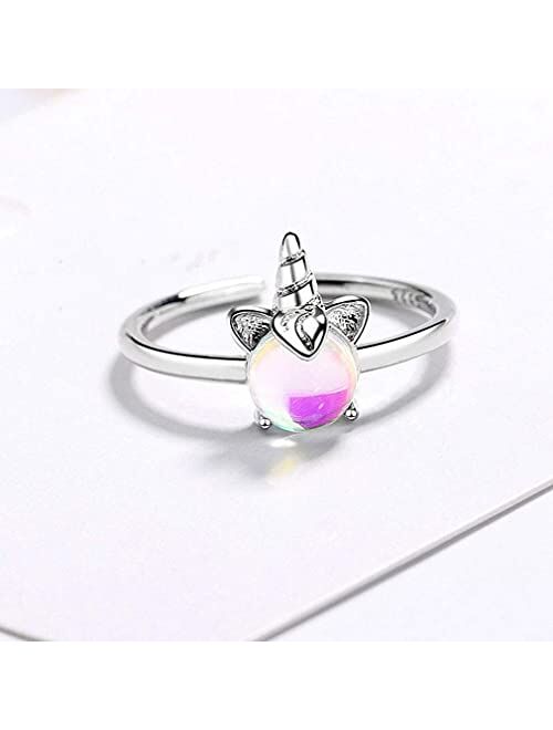 LeeFeel Unicorn Rings for Daughters Sparkly Crystal Glass Cute Unicornio Rings for Your Girls Niece Granddaughter Sizable Jewelry Rings