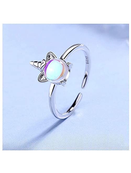 LeeFeel Unicorn Rings for Daughters Sparkly Crystal Glass Cute Unicornio Rings for Your Girls Niece Granddaughter Sizable Jewelry Rings