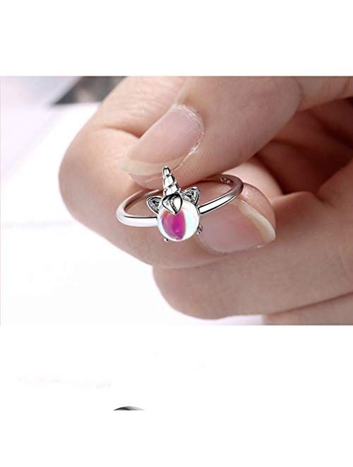 LeeFeel Unicorn Rings for Daughters Sparkly Crystal Glass Cute Unicornio Rings for Your Girls Niece Granddaughter Sizable Jewelry Rings