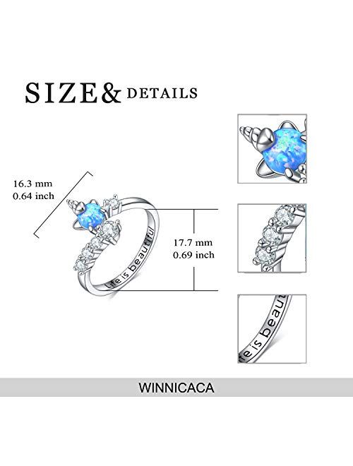 WINNICACA s925 Sterling Silver Unicorn Rings Open Adjustable Rings Unicorn Jewelry for Girls Unicorn Gifts for Girls Granddaughter