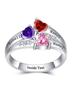 She1001 Personalized Family Name Ring with 2-5 Birthstones Customized Mother Rings for Mom Grandma Engraved Engagement Ring Personalized Gift for her