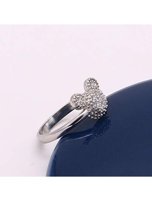 Dankadi 925 Silver Ring Female Matte Design Mickey Rings 6-9# Size Real Solid Silver Glamour Jewelry Birthday Gift for Girls