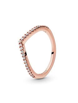 Jewelry Sparkling Wishbone Cubic Zirconia Ring in Pandora Rose