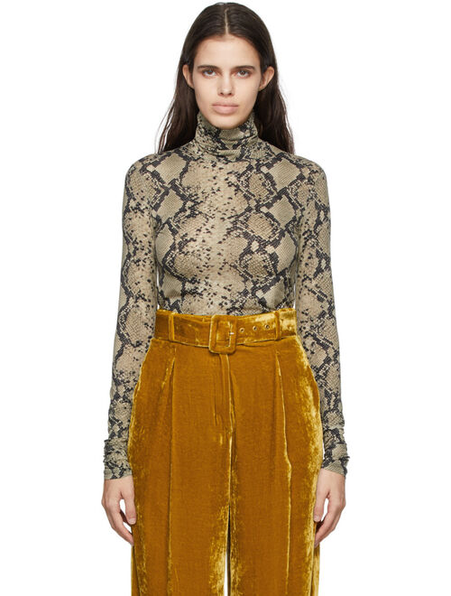 Sportmax Khaki Jersey Snake Turtleneck