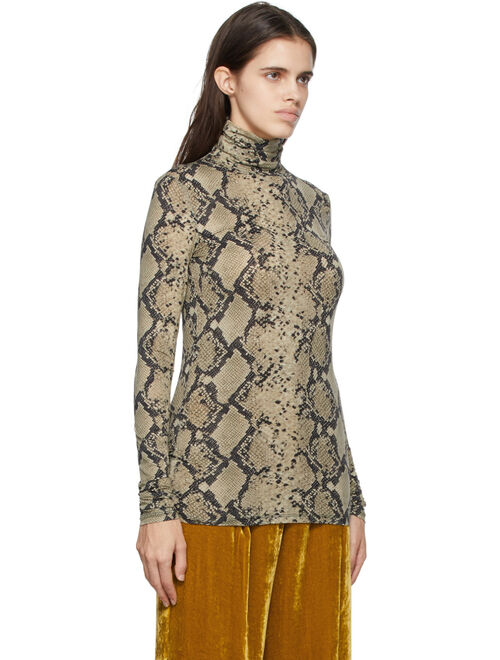 Sportmax Khaki Jersey Snake Turtleneck