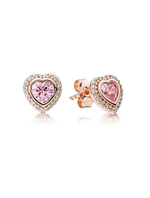 Pandora Sparkling Love Rose Gold Stud Earrings with Pink & Clear CZ 280568PCZ