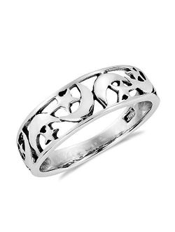 AeraVida Ancient Eastern Star and Crescent Moon .925 Sterling Silver Ring